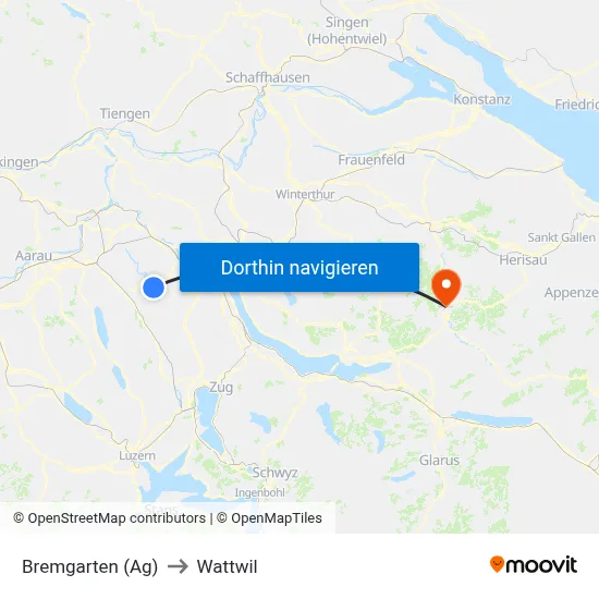 Bremgarten (Ag) to Wattwil map