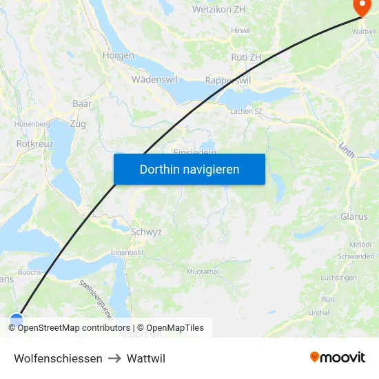 Wolfenschiessen to Wattwil map