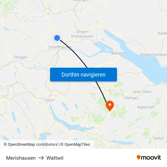 Merishausen to Wattwil map