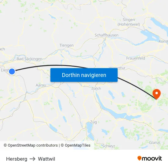 Hersberg to Wattwil map
