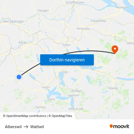 Alberswil to Wattwil map