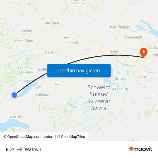 Fiez to Wattwil map
