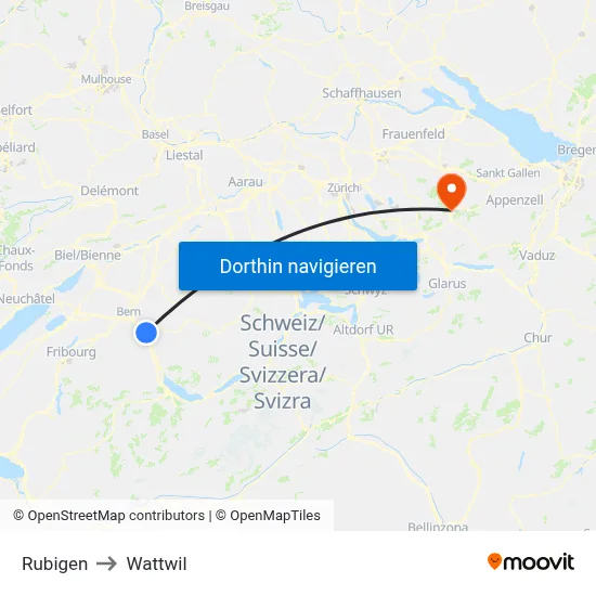 Rubigen to Wattwil map