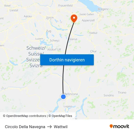 Circolo Della Navegna to Wattwil map