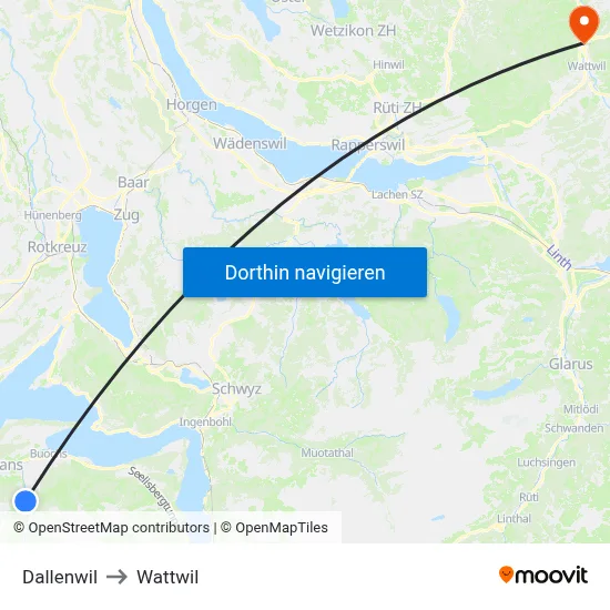 Dallenwil to Wattwil map