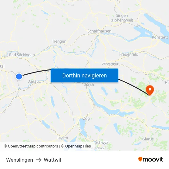 Wenslingen to Wattwil map