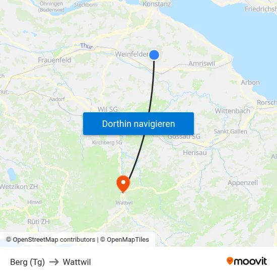 Berg (Tg) to Wattwil map