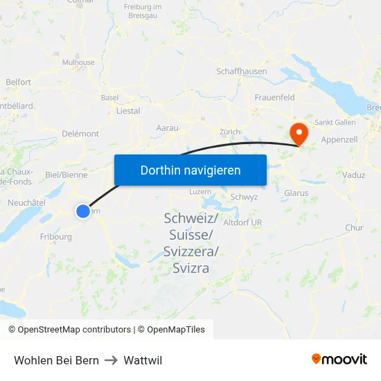 Wohlen Bei Bern to Wattwil map
