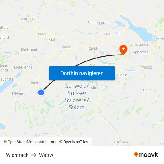 Wichtrach to Wattwil map