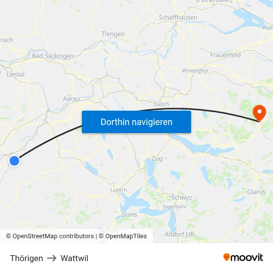 Thörigen to Wattwil map