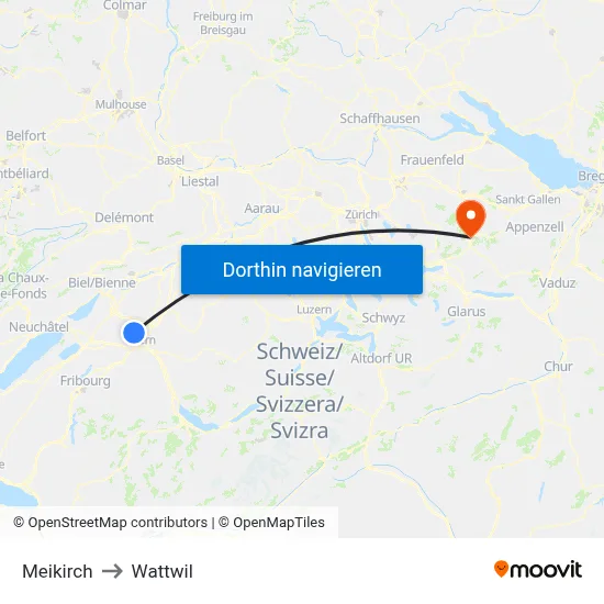 Meikirch to Wattwil map
