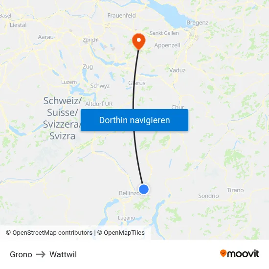 Grono to Wattwil map