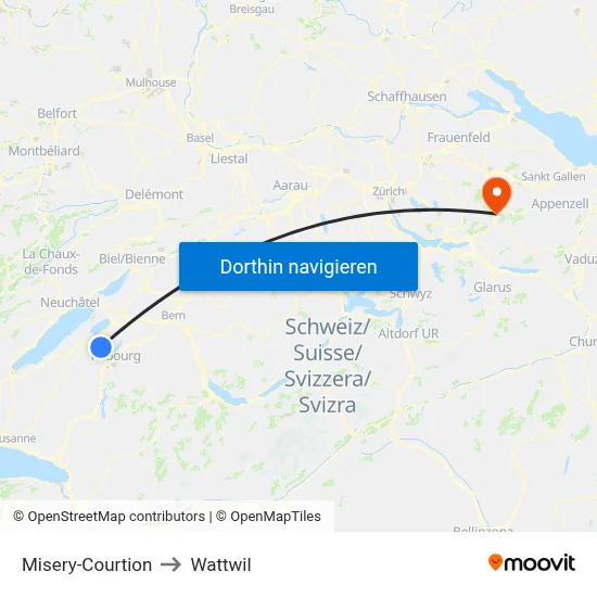 Misery-Courtion to Wattwil map