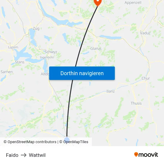 Faido to Wattwil map