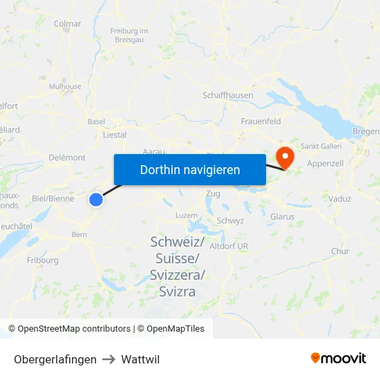 Obergerlafingen to Wattwil map