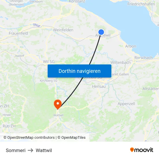 Sommeri to Wattwil map
