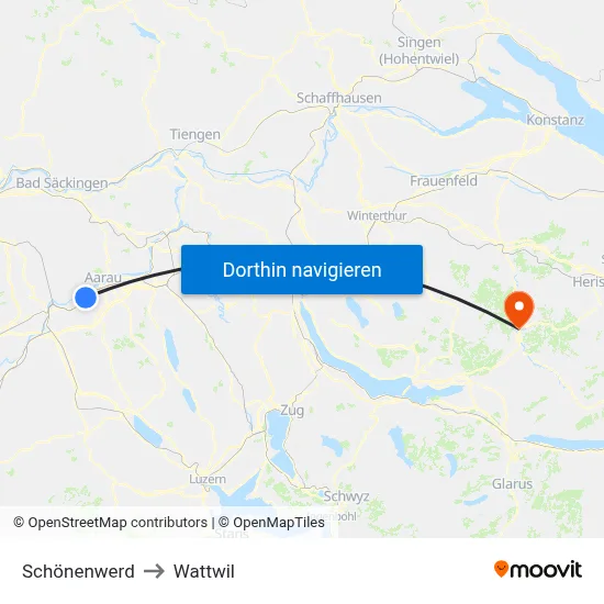 Schönenwerd to Wattwil map