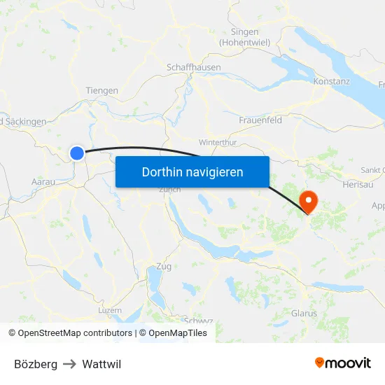 Bözberg to Wattwil map