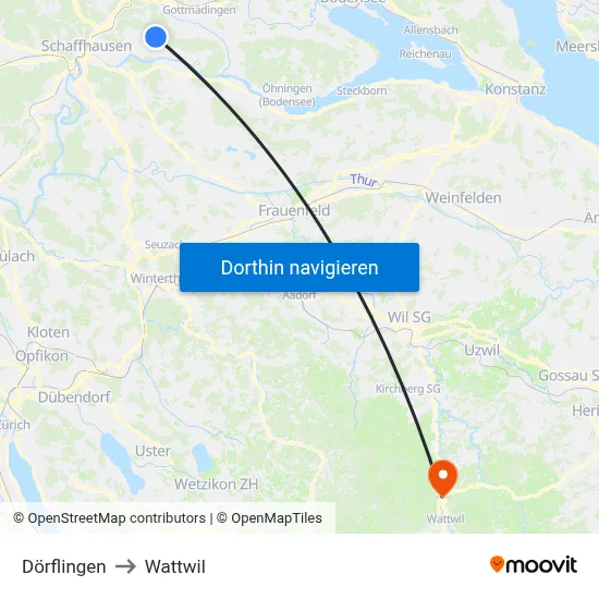 Dörflingen to Wattwil map
