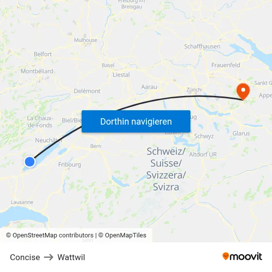 Concise to Wattwil map