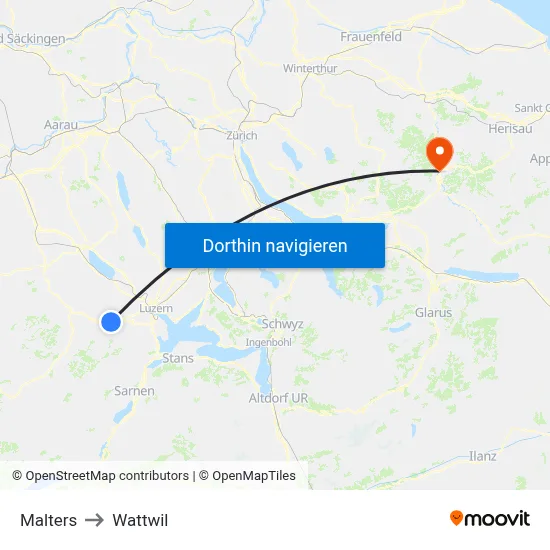 Malters to Wattwil map