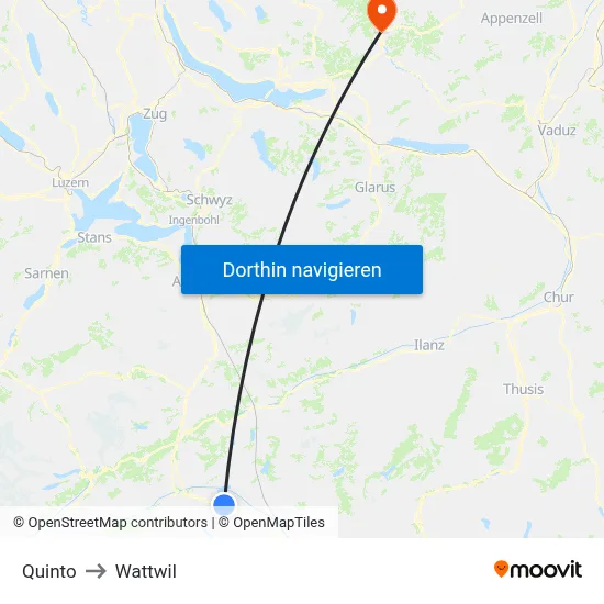 Quinto to Wattwil map