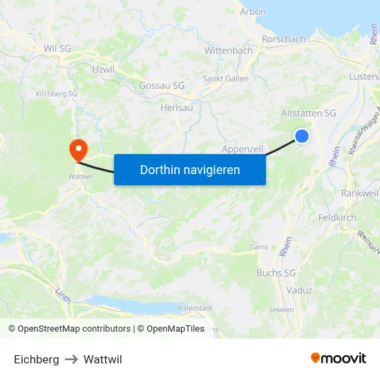 Eichberg to Wattwil map