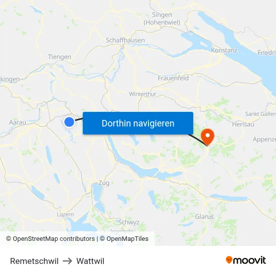 Remetschwil to Wattwil map