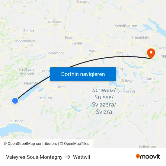 Valeyres-Sous-Montagny to Wattwil map