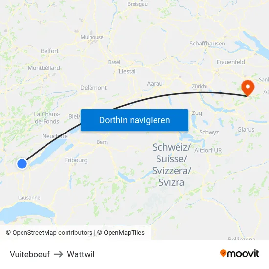 Vuiteboeuf to Wattwil map