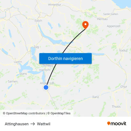Attinghausen to Wattwil map
