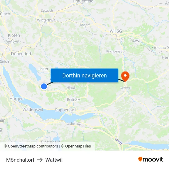 Mönchaltorf to Wattwil map