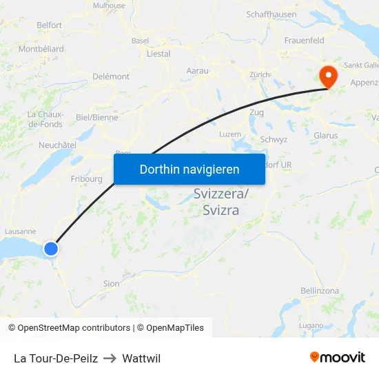 La Tour-De-Peilz to Wattwil map