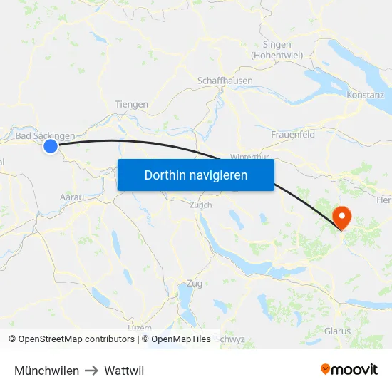 Münchwilen to Wattwil map
