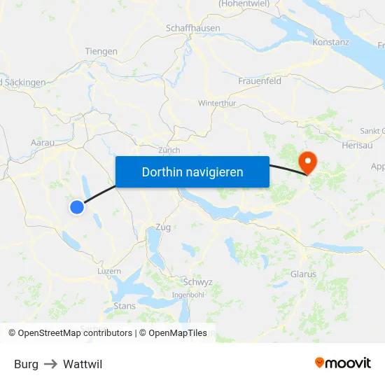 Burg to Wattwil map