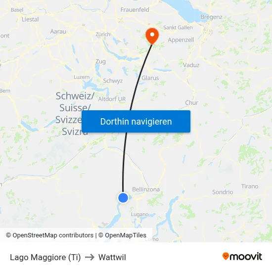 Lago Maggiore (Ti) to Wattwil map