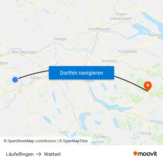 Läufelfingen to Wattwil map