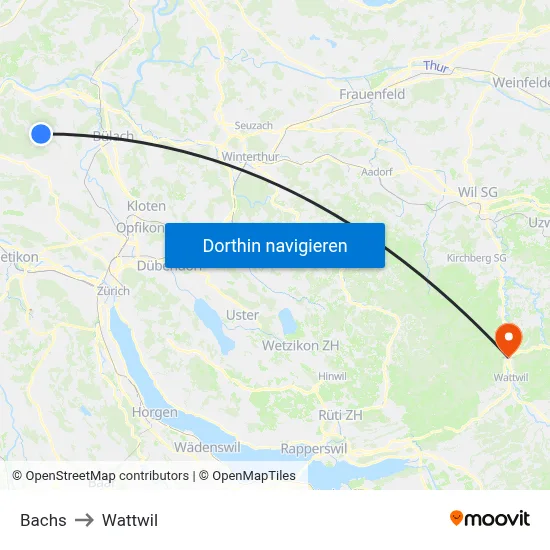Bachs to Wattwil map