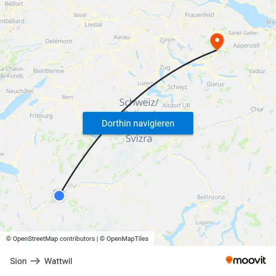 Sion to Wattwil map