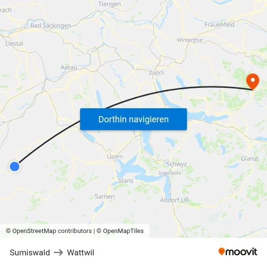 Sumiswald to Wattwil map