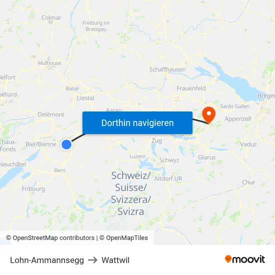 Lohn-Ammannsegg to Wattwil map