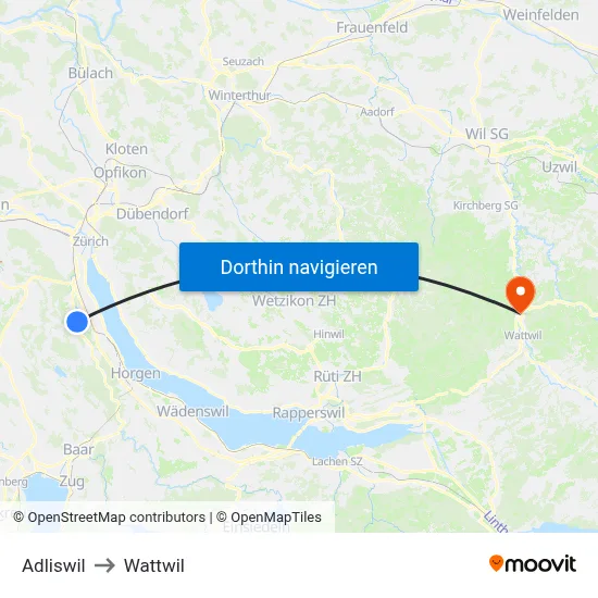 Adliswil to Wattwil map