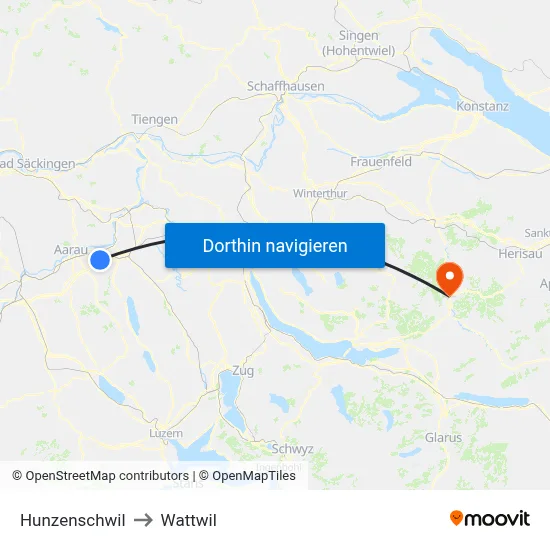 Hunzenschwil to Wattwil map