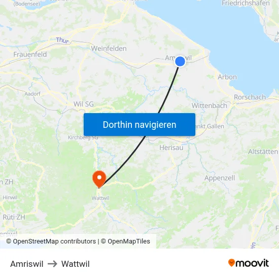 Amriswil to Wattwil map