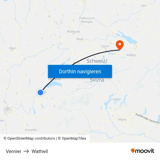 Vernier to Wattwil map