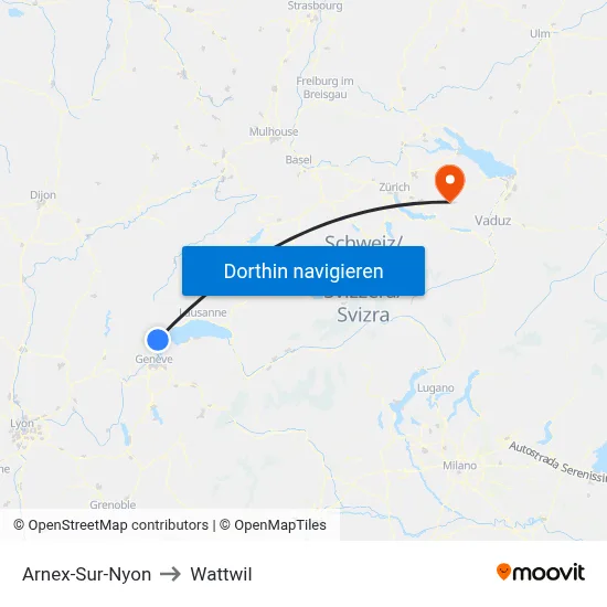 Arnex-Sur-Nyon to Wattwil map