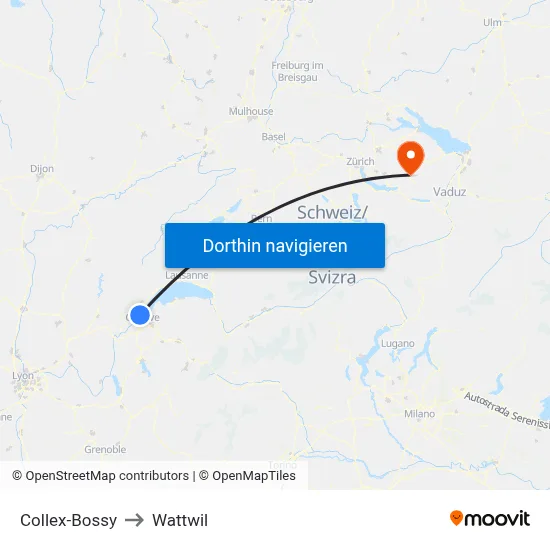 Collex-Bossy to Wattwil map