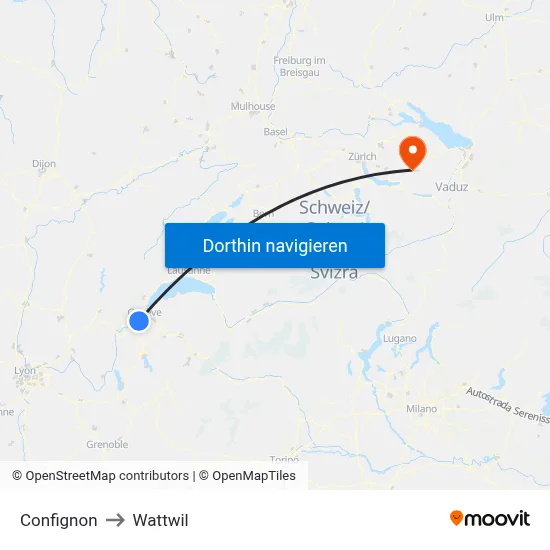 Confignon to Wattwil map
