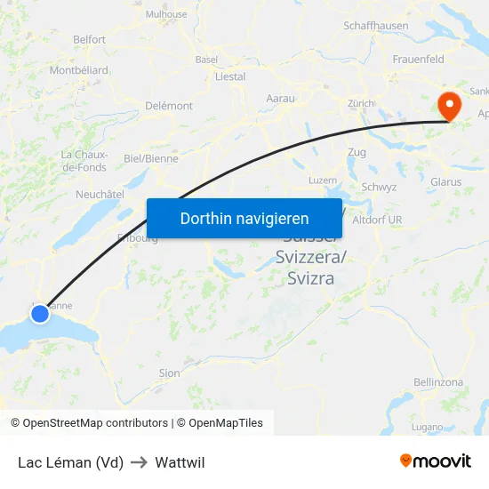 Lac Léman (Vd) to Wattwil map