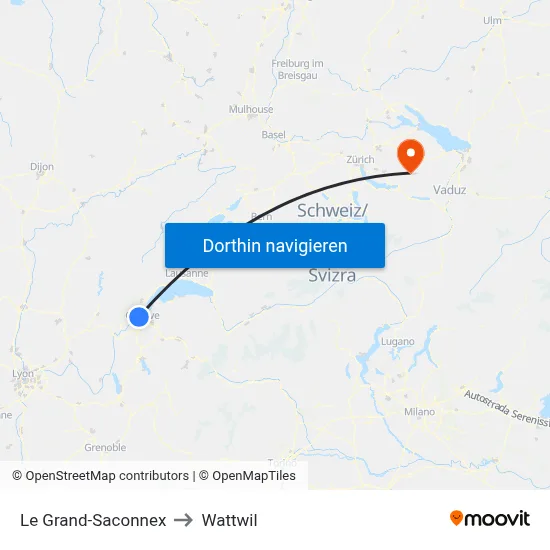 Le Grand-Saconnex to Wattwil map